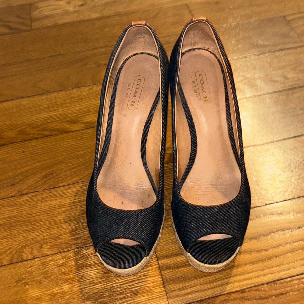 COACH PEEP TOE DENIM ESPADRILLES